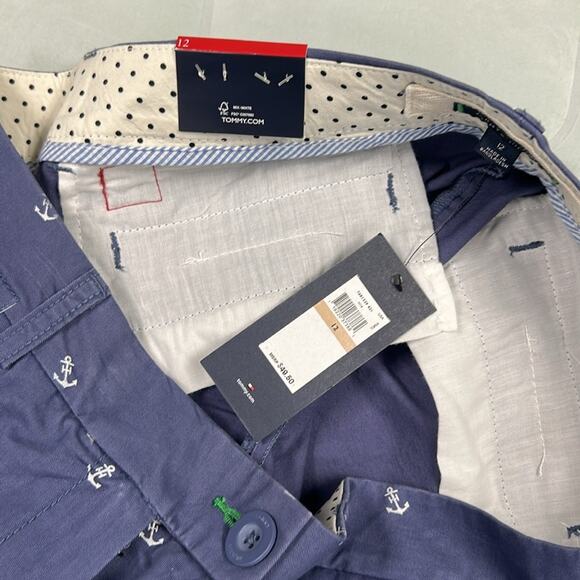 NWT Tommy Hilfiger Blue Printed Anchor Shorts Women’s Size 12 Preppy 4” Inseam - Picture 8 of 9